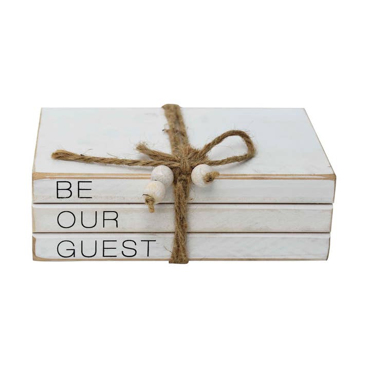 Decorative Wood Stacked Books - Be Our Guest for wholesale by Paris Loft Inc