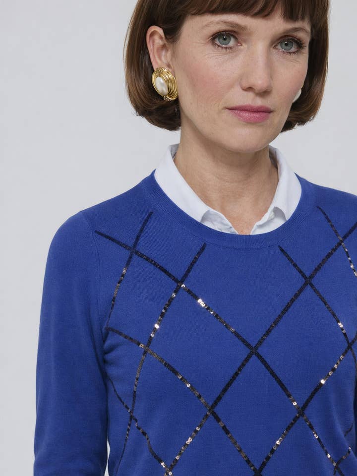 The Mayfair Argyle Sweater for wholesale by J'envie