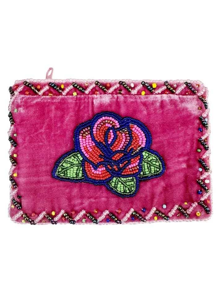 Rose Rectangle Velvet Coin Purse V0701 for wholesale by Ole