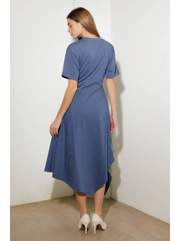A solid knit midi dress - FD1032 SLATE BLUE for wholesale on Faire4