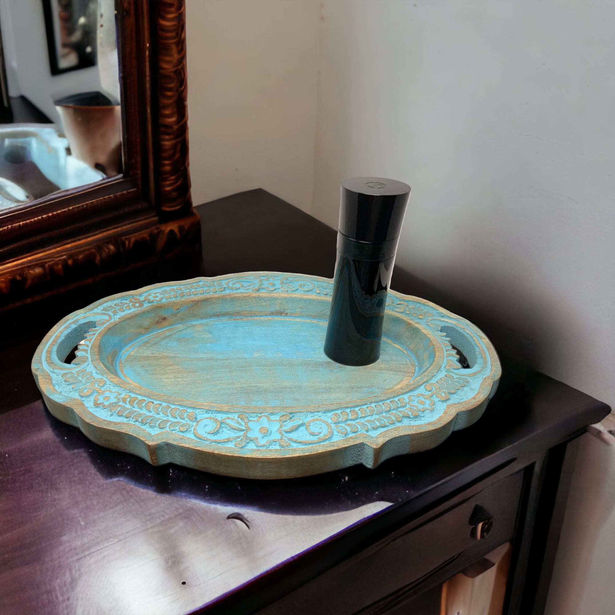 Wilco Home – Engroshandel Pyntebakke – Håndskåret massivt mangotræ Boutique-bakke6