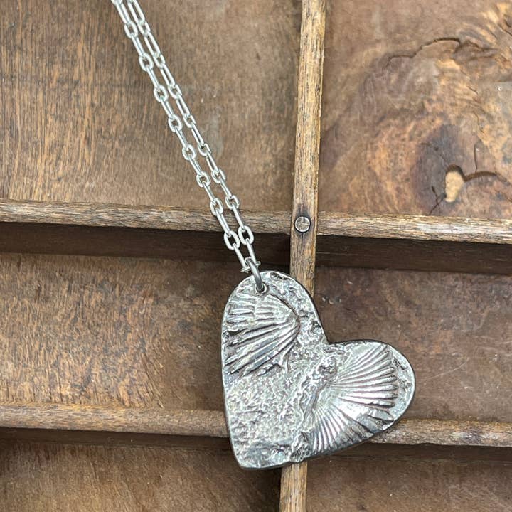 Brachiopod Fossil Heart Necklace - 20” for wholesale by Ozark Impressions Jewelry