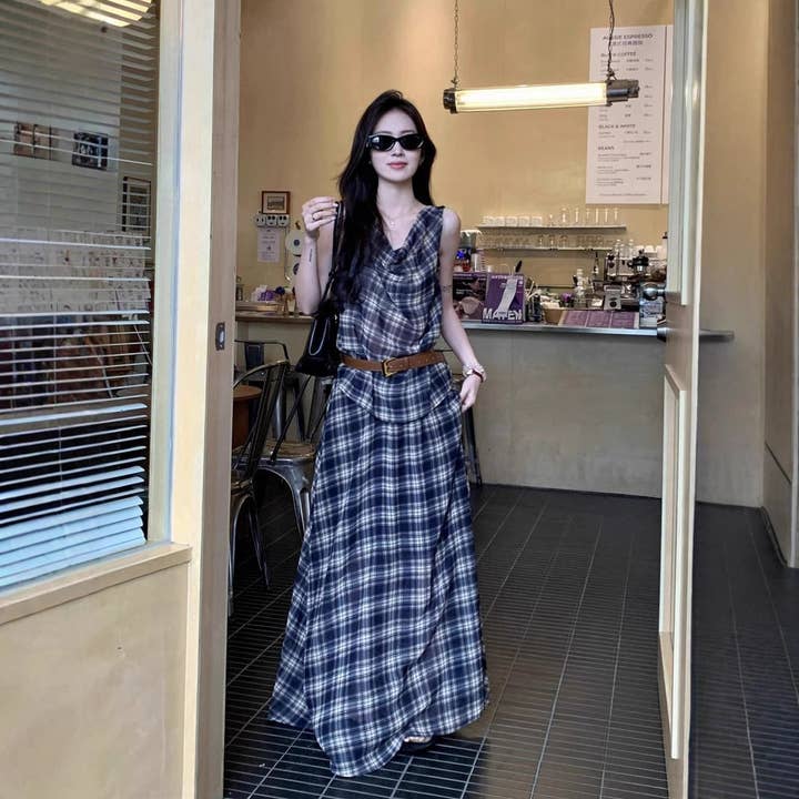 Ensemble Jupe et Cami Vichy Vintage Chic pour la vente par Marayn