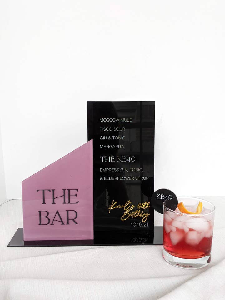 Black & Mauve Bar Menu for wholesale by AALVO