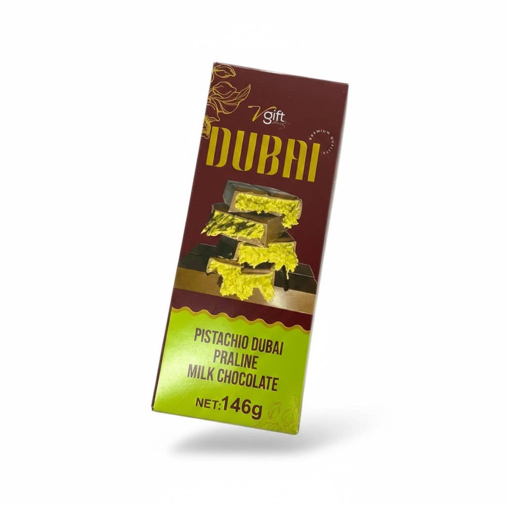 Aladdin - Wholesale Chocolate Bar - V-Gift Pistachio Praline Dubai Chocolate Premium 146g Halal1