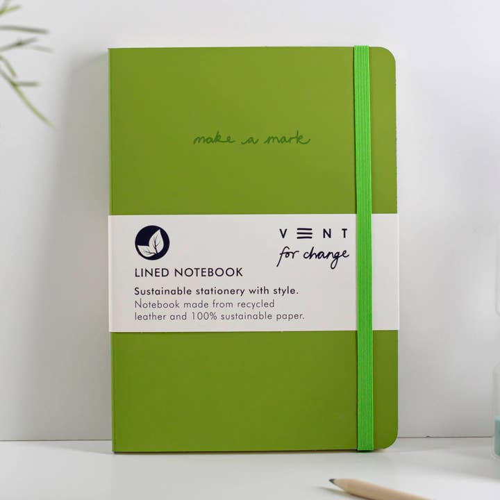VENT for Change - Wholesale Notebook - Notebook A5 Recycled Leather Lined Paper - Green0