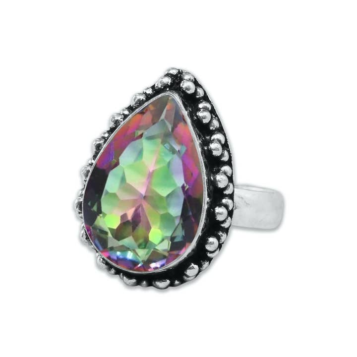 Handmade Jewels - Wholesale Cocktail/Statement Ring - Mystic Topaz Rings For Women Rainbow Mystic Topaz Crystal Handmade Rings Jewelry12