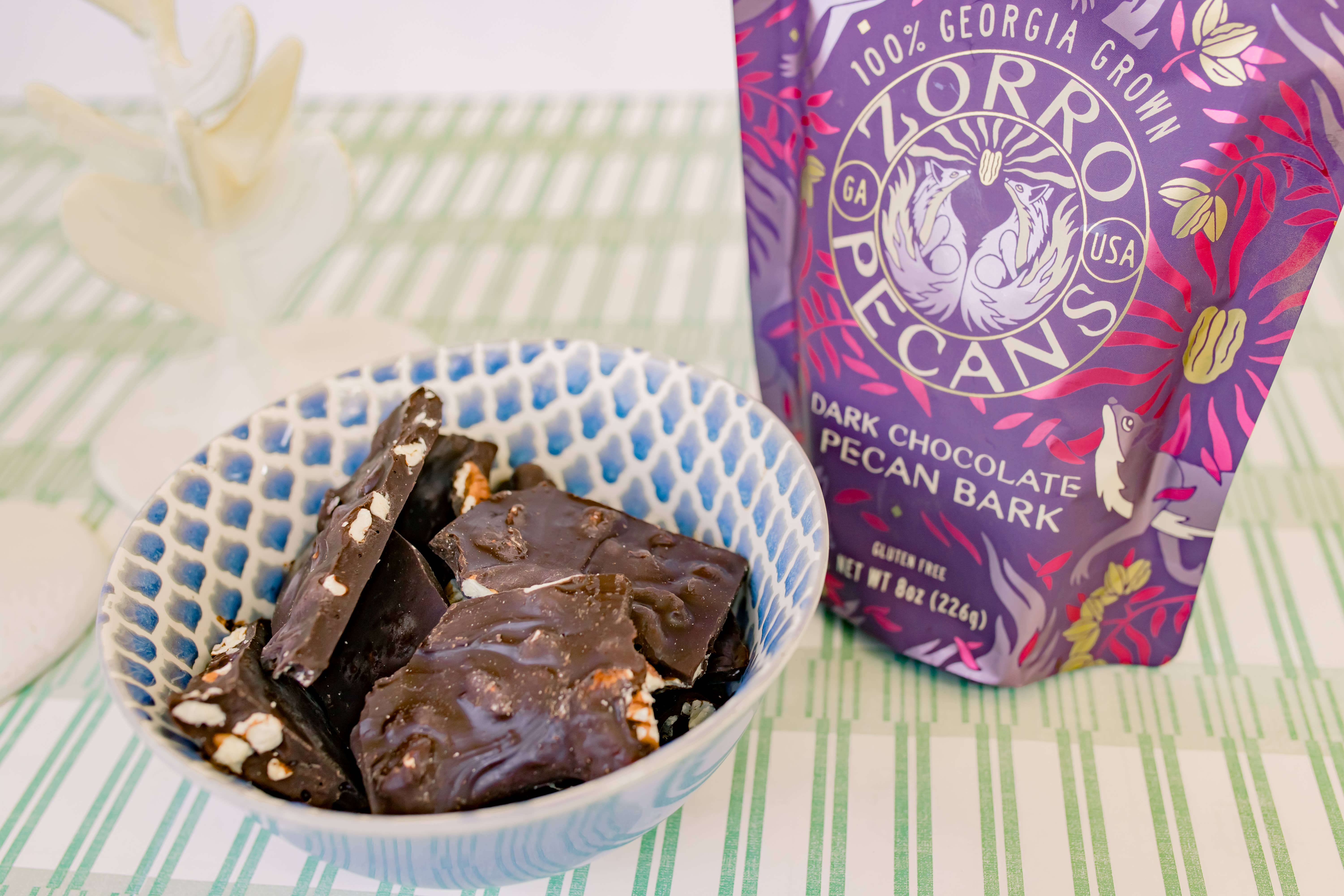 Zorro Pecans - Wholesale Chocolate Covered Sweets - Dark Chocolate Pecan Bark - 12 bags