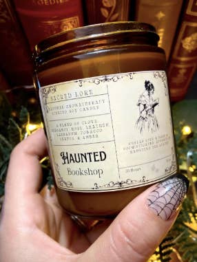 Bougie Librairie Hantée, Bougie Littéraire, Cadeau pour Amoureux des Livres pour la vente par Sacred Lore