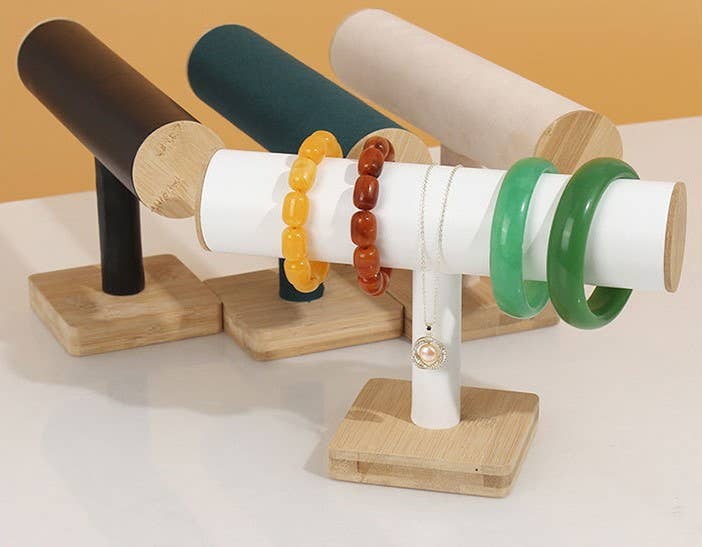 Zakka - Vente Supports et présentoirs à bijoux - Bracelet rond avec chaîne en T, 6,25 pouces H, noir et blanc4