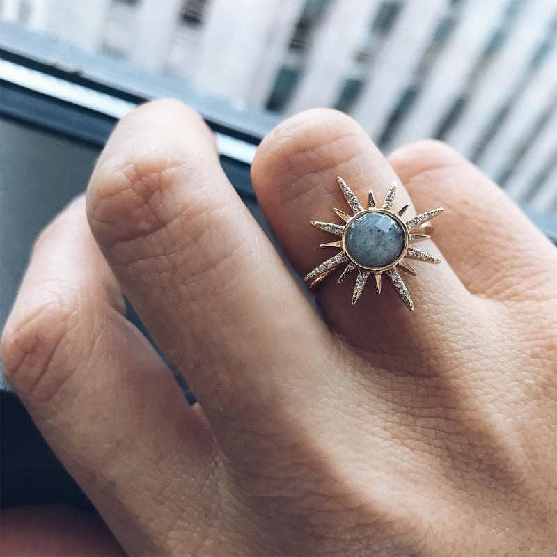 MoodGold – wholesale Cocktail/statement ring – Sunflower Ring Personality Octet Star1