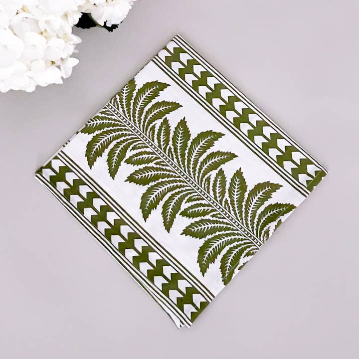 Don Lino – Guardanapo e pano de jantar por atacado – Guardanapo com estampa de bloco verde-palmeira0