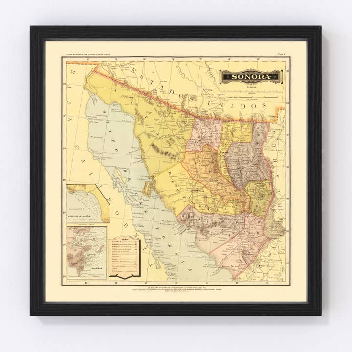 Vintage Map of Sonora Mexico, 1886 and other Purchase Wholesale vendedora castanas. Free Returns & Net 60 Terms on Faire trending on Faire.