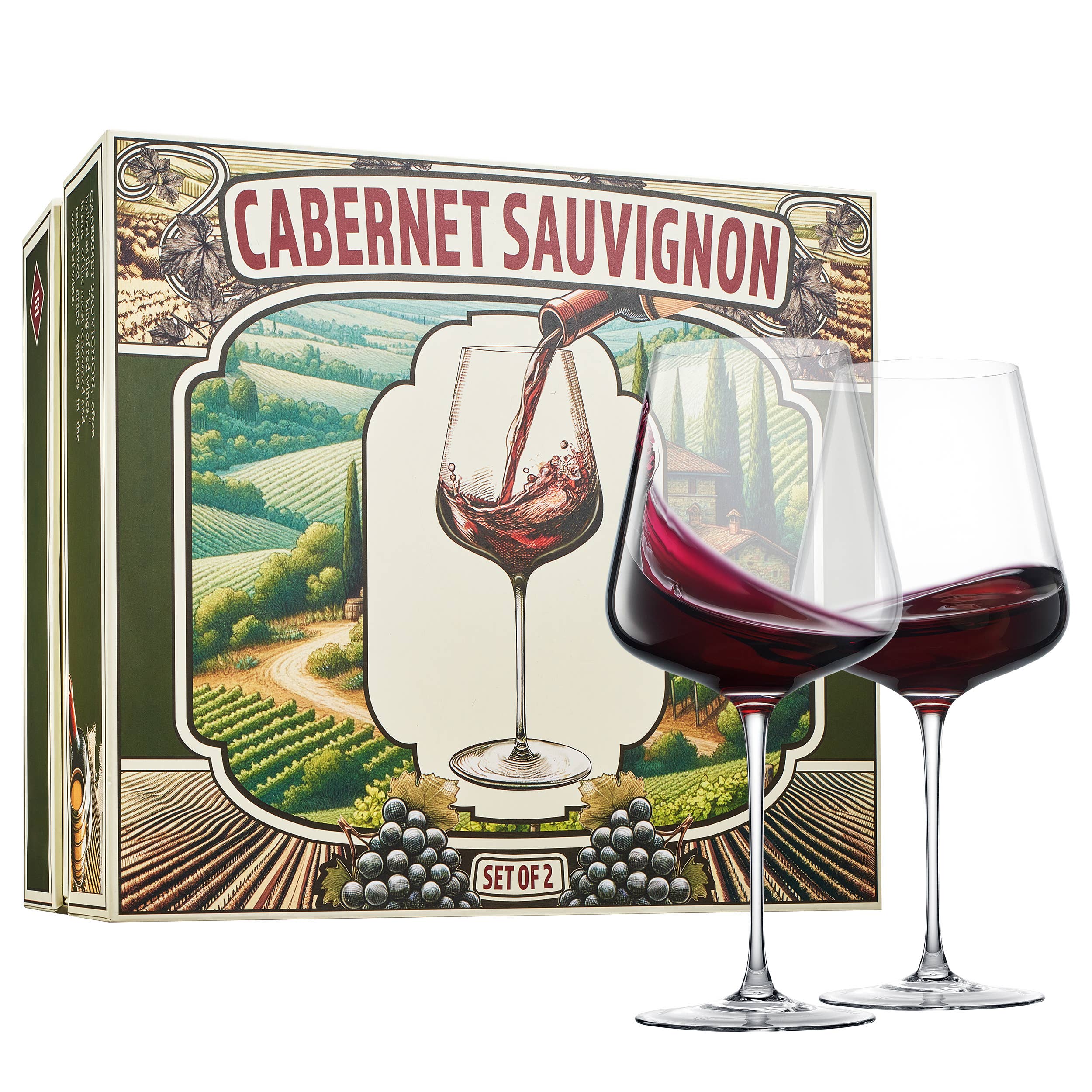 The Wine Savant /  Khen Glassware - Wholesale Wine Glass - Cabernet Sauvignon Crystal Wine Glass | Set of 2 | 25 OZ0