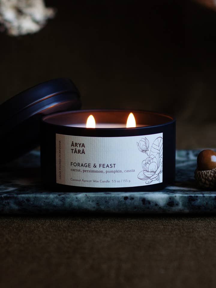 Forage & Feast Candle | Fall spiced carrot + pumpkin | 5.5oz for wholesale by Arya Tara