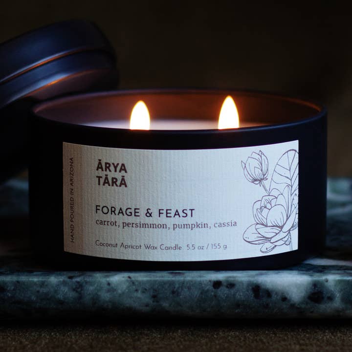 Arya Tara - Wholesale Travel Candles - Forage & Feast Candle | Fall spiced carrot + pumpkin | 5.5oz0