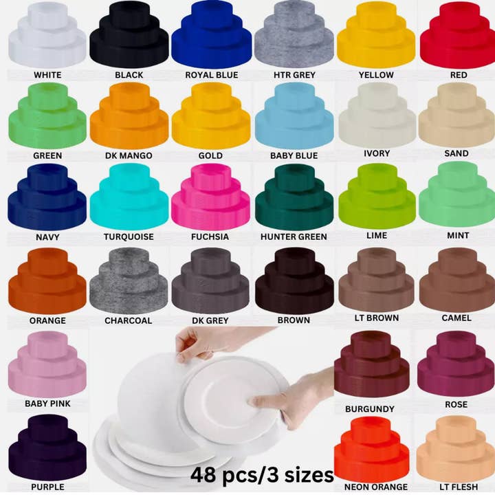 Felt Plate Storage Dividers Protectors - 3 Sizes - 48 Pieces for wholesale by FabricLA