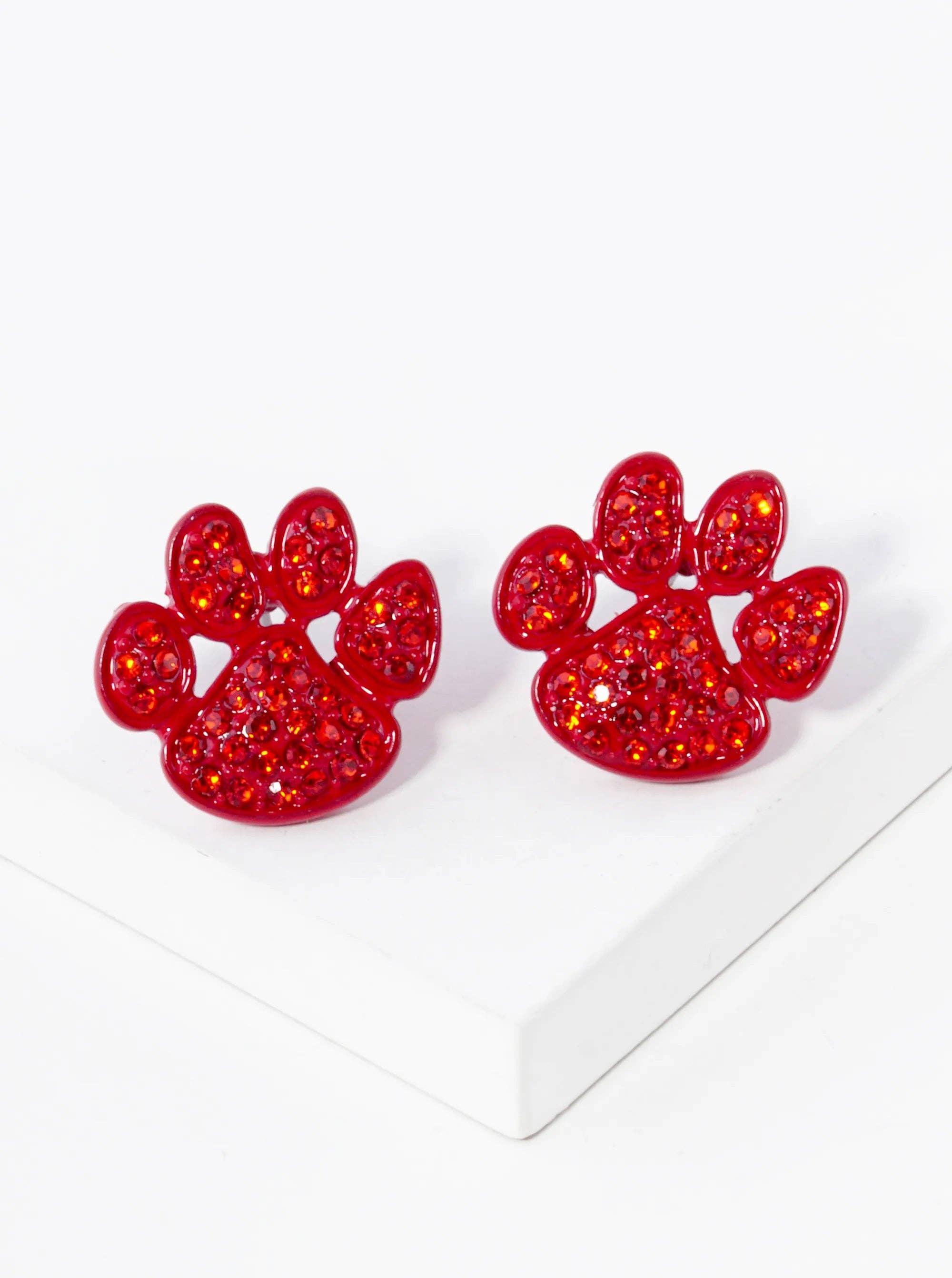 Wild Honey - Wholesale Stud/Post Earrings - Crystal Pave Dog Paw Game Day Mascot Post Stud Earrings11