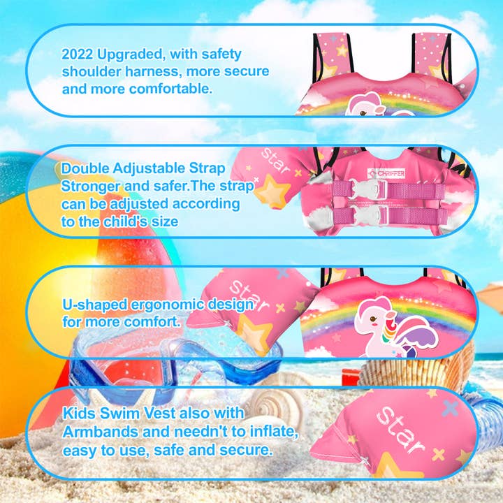 Chriffer - Wholesale Life Jackets - Kids & Baby - Kids Swim Vest Life Jacket for 22-66 Pounds Boys and Girls
