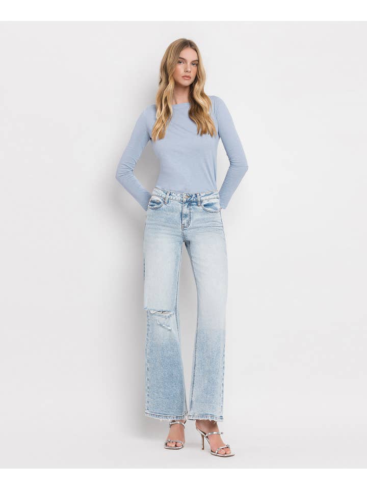 REDISCOVER TUMMY CONTROL SUPER HIGH RISE WIDE LEG JEANS LV1312 for wholesale on Faire