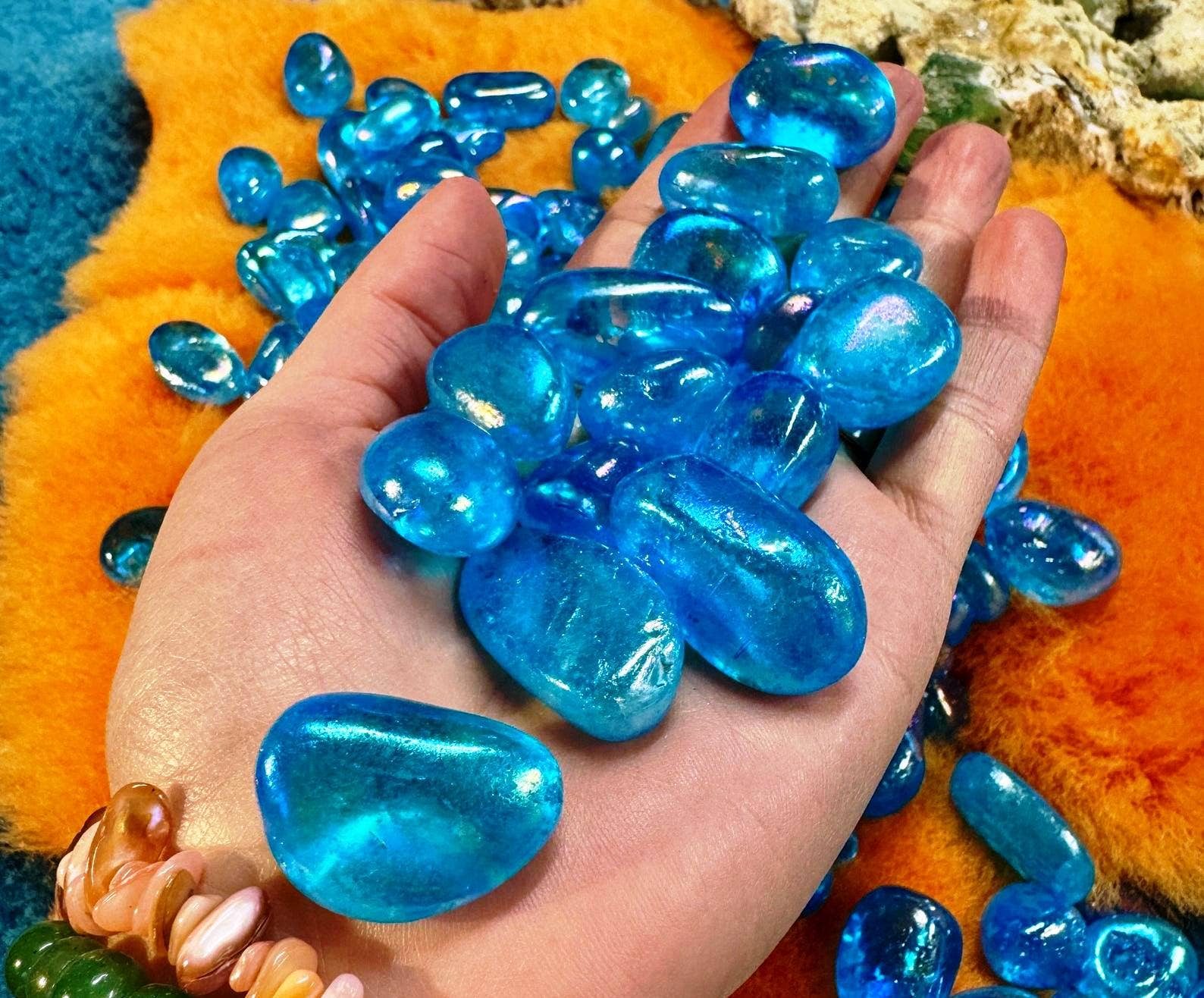 Elf Kendal Hippies – wholesale Andlig sten/kristall – Mermaid Aura kvarts trumlad 1,5-2,5 cm anständig storlek trumlade stenar UK1