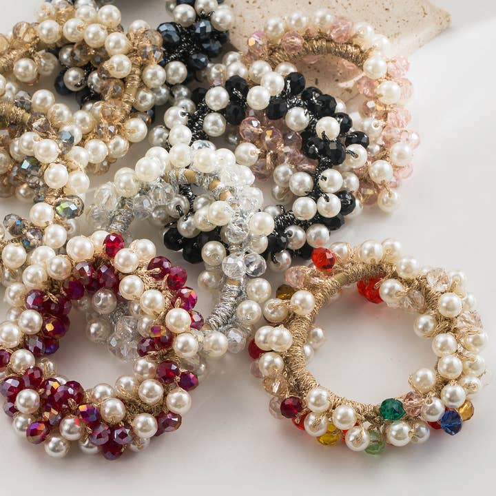 Colorful Crystal Beaded Ponytail Hair Tie_CWAJE05907 for wholesale by ACCITY