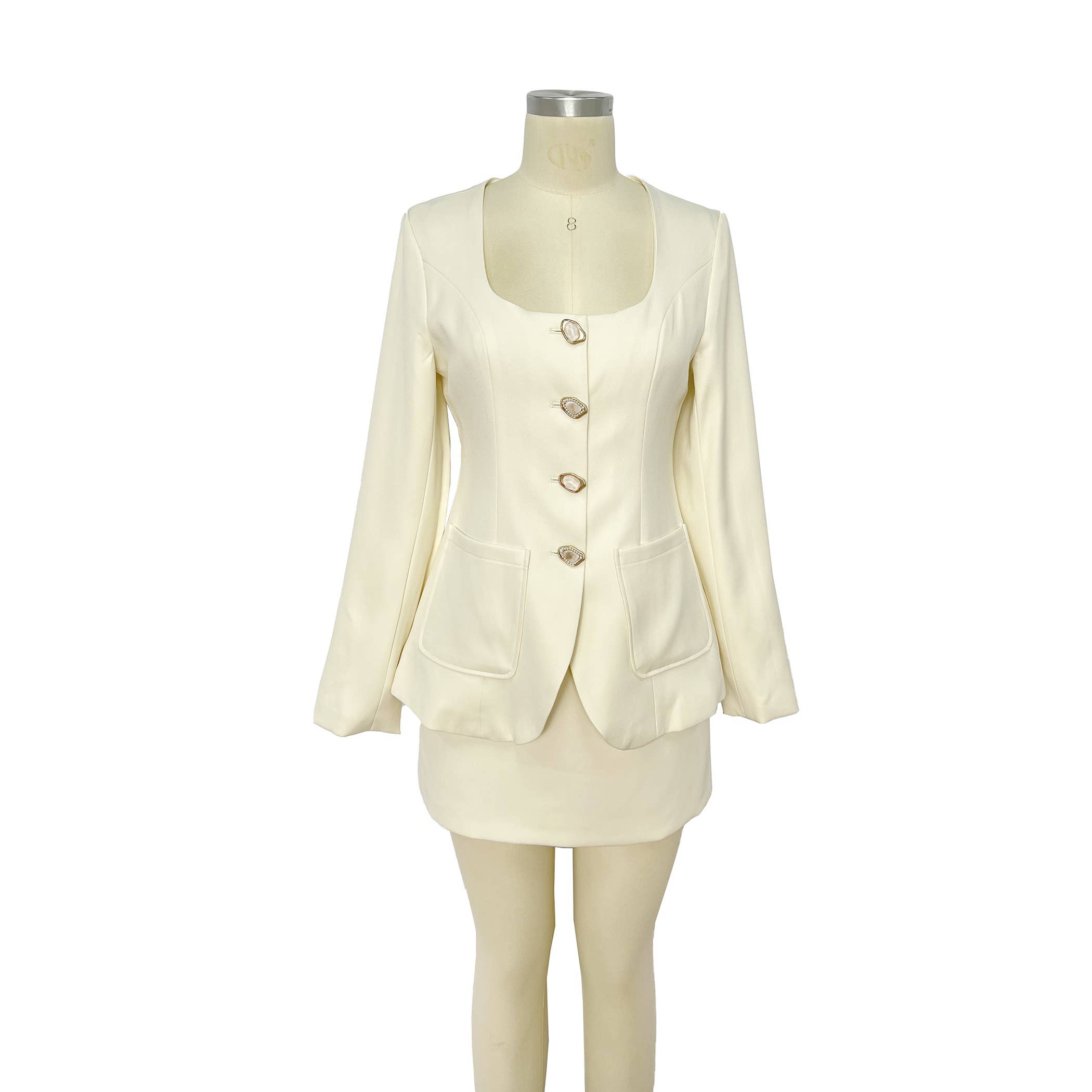 XHHH Inc - Wholesale Top & Pant Set (NOT Loungewear) - Women's - X9461CS Scoop Neck Blazer Mini Dress Set7