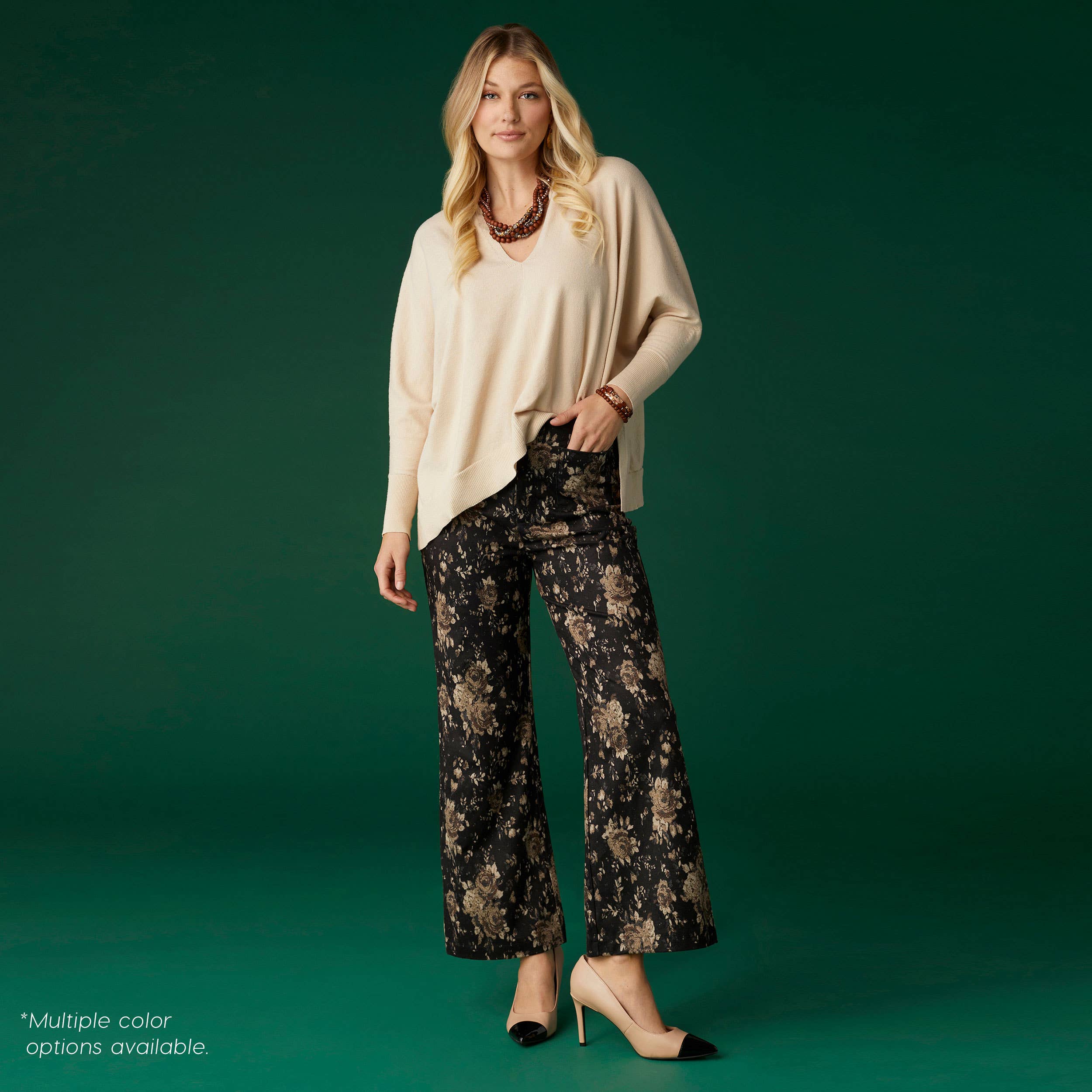 COCO + CARMEN - Wholesale Knit Sweater - Women's - Rila Fine Gauge V-Neck Sweater with Side Slit4