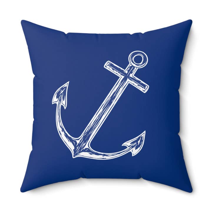 Nautical Anchor, Blue Throw PIllow for wholesale by Lyn Roma