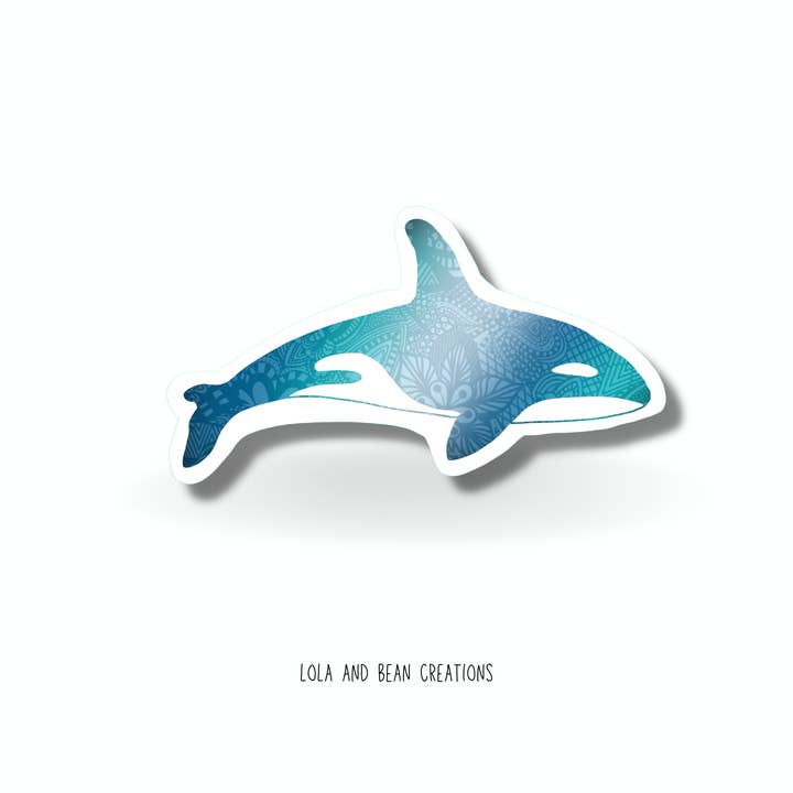 Whale Sticker, Hand-Drawn, Waterproof, Vinyl, Orca, Ocean for wholesale by Lola & Bean Creations