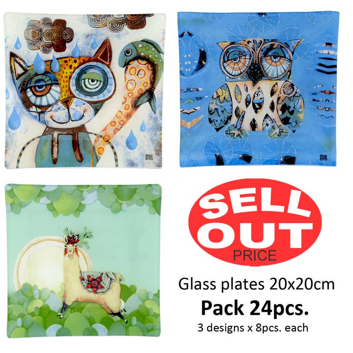 Cat-Owl-Llama Plates Pack for wholesale by RIKARO