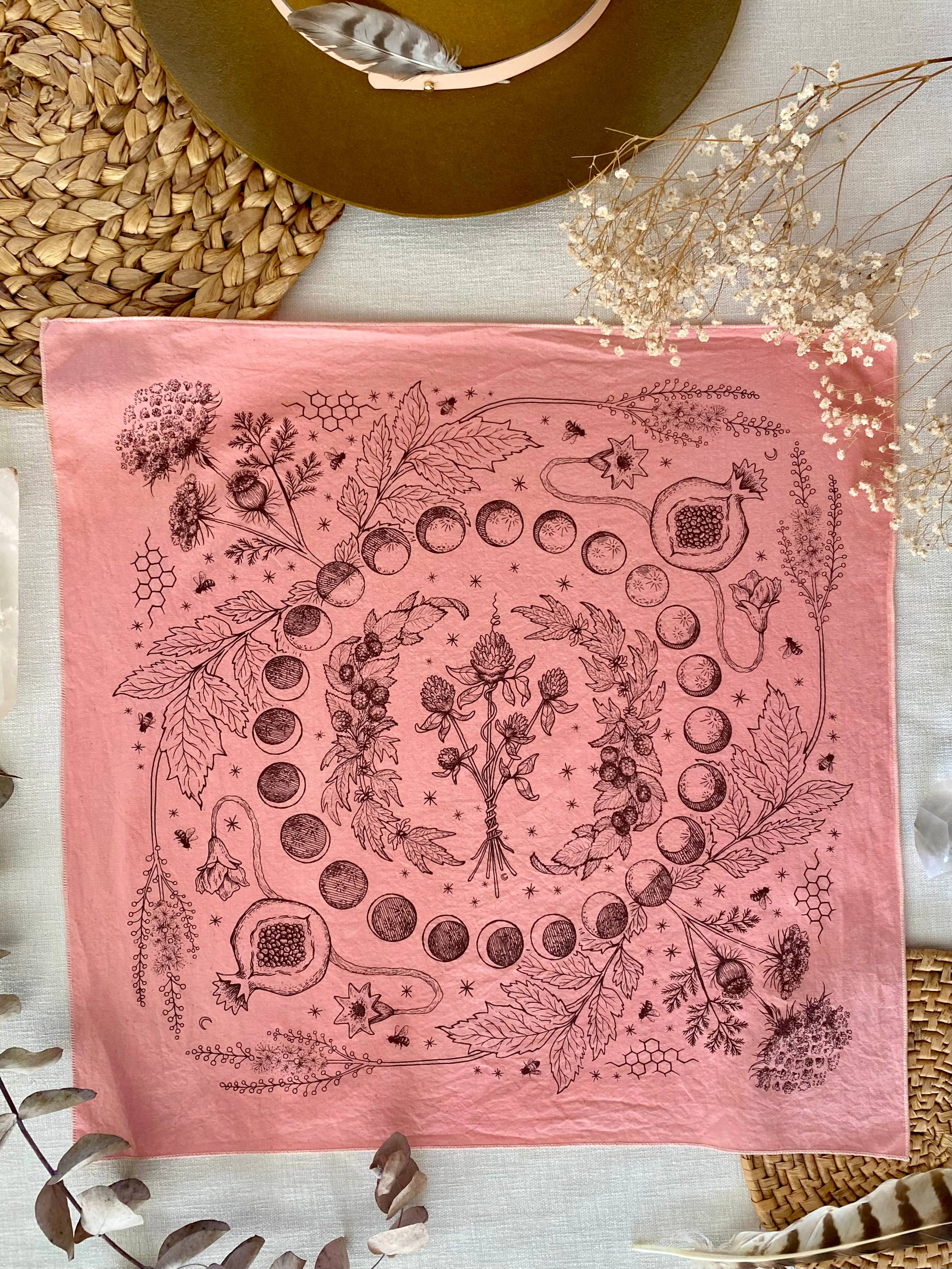 Wanderite – wholesale Bandana – Unisex – Bandana | Lady Herbs | Hand Dyed | Rose1