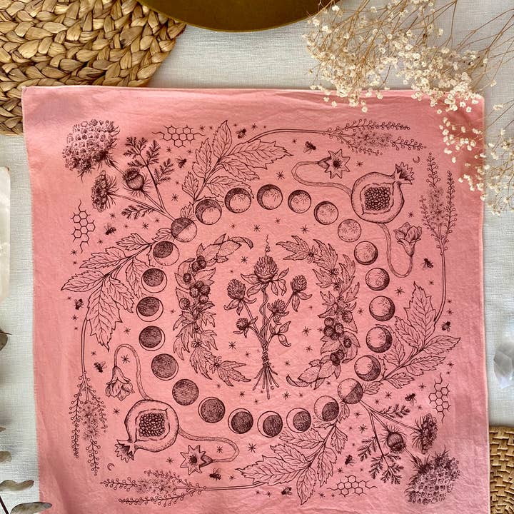 Wanderite – wholesale Bandana – Unisex – Bandana | Lady Herbs | Hand Dyed | Rose1