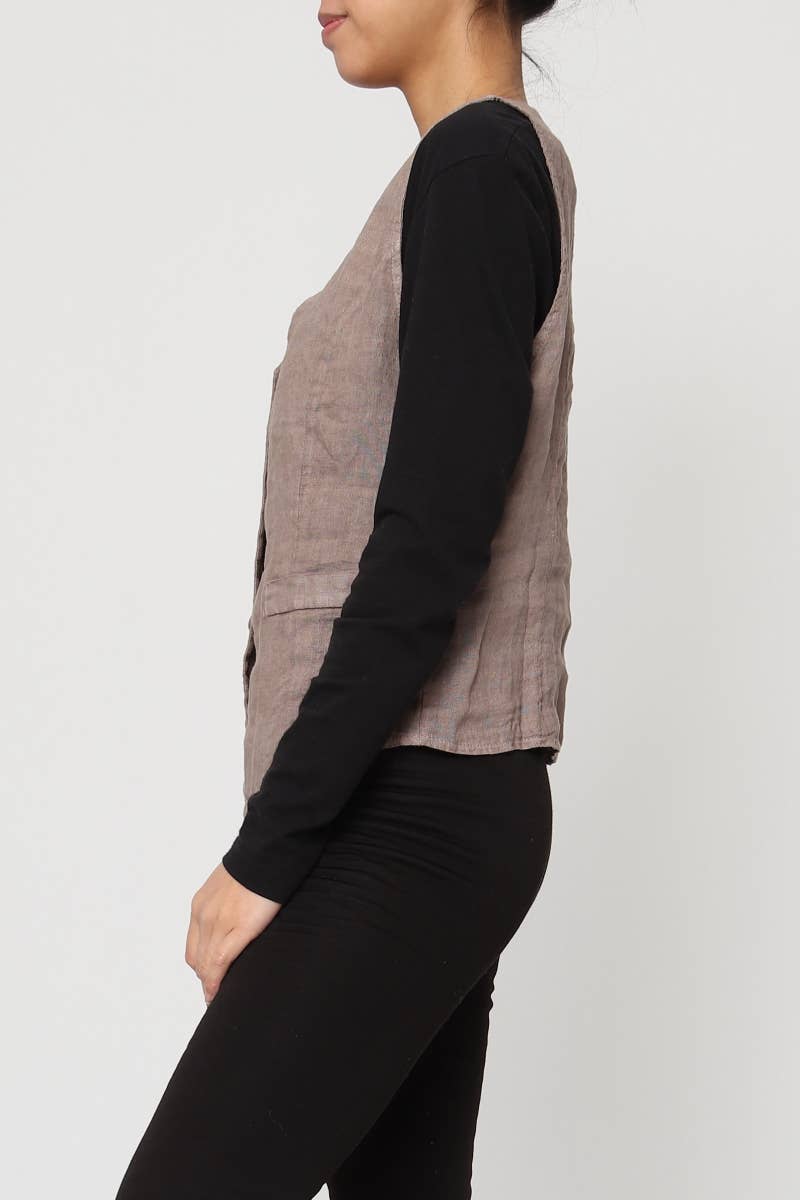 LÉA & LUC - Wholesale Button Down Shirt - Women's - Sleeveless shirt in 100% Linen REF. 51461