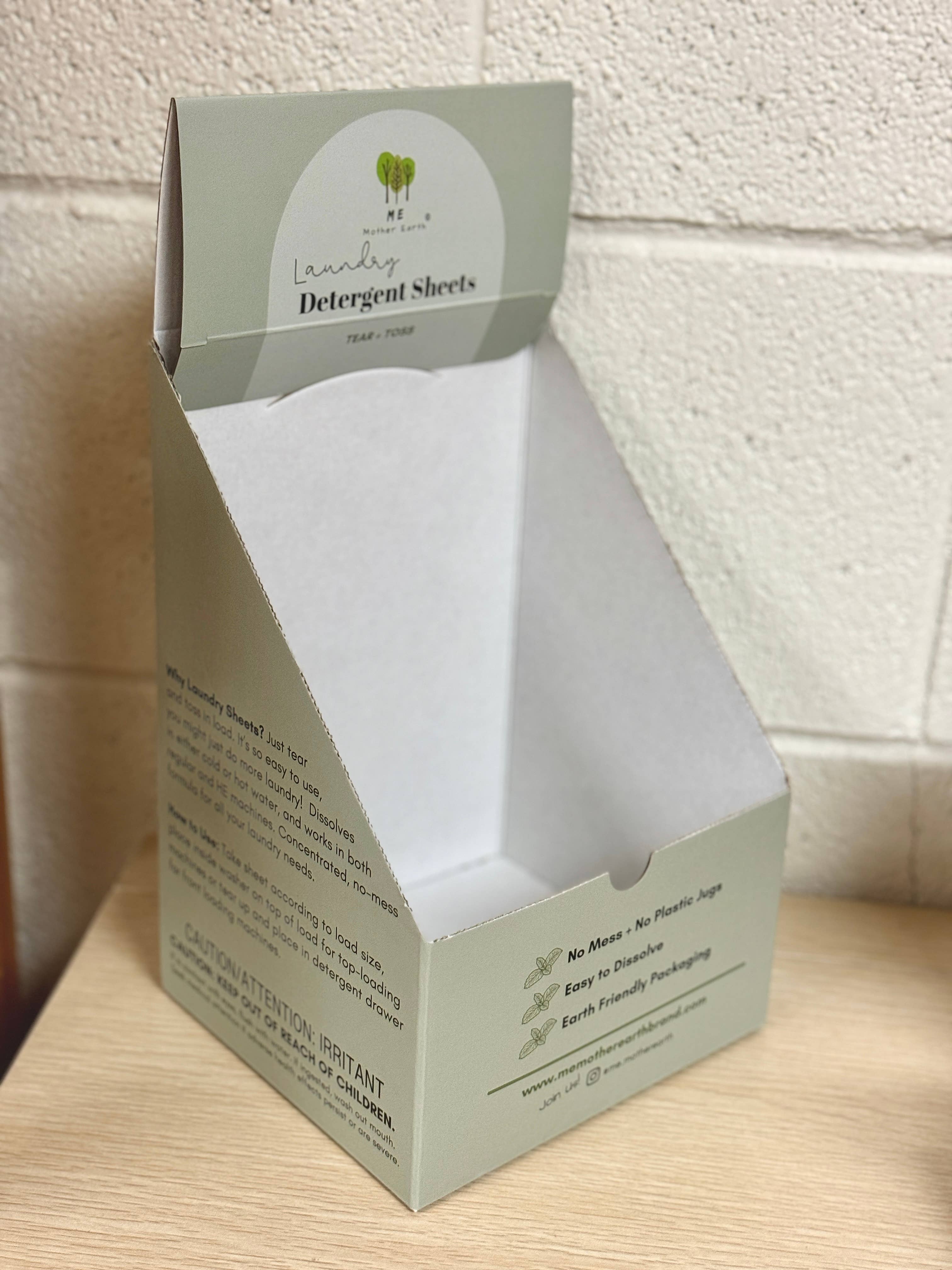 Me Mother Earth - Wholesale Display Case - Laundry Sheet Display Box 1