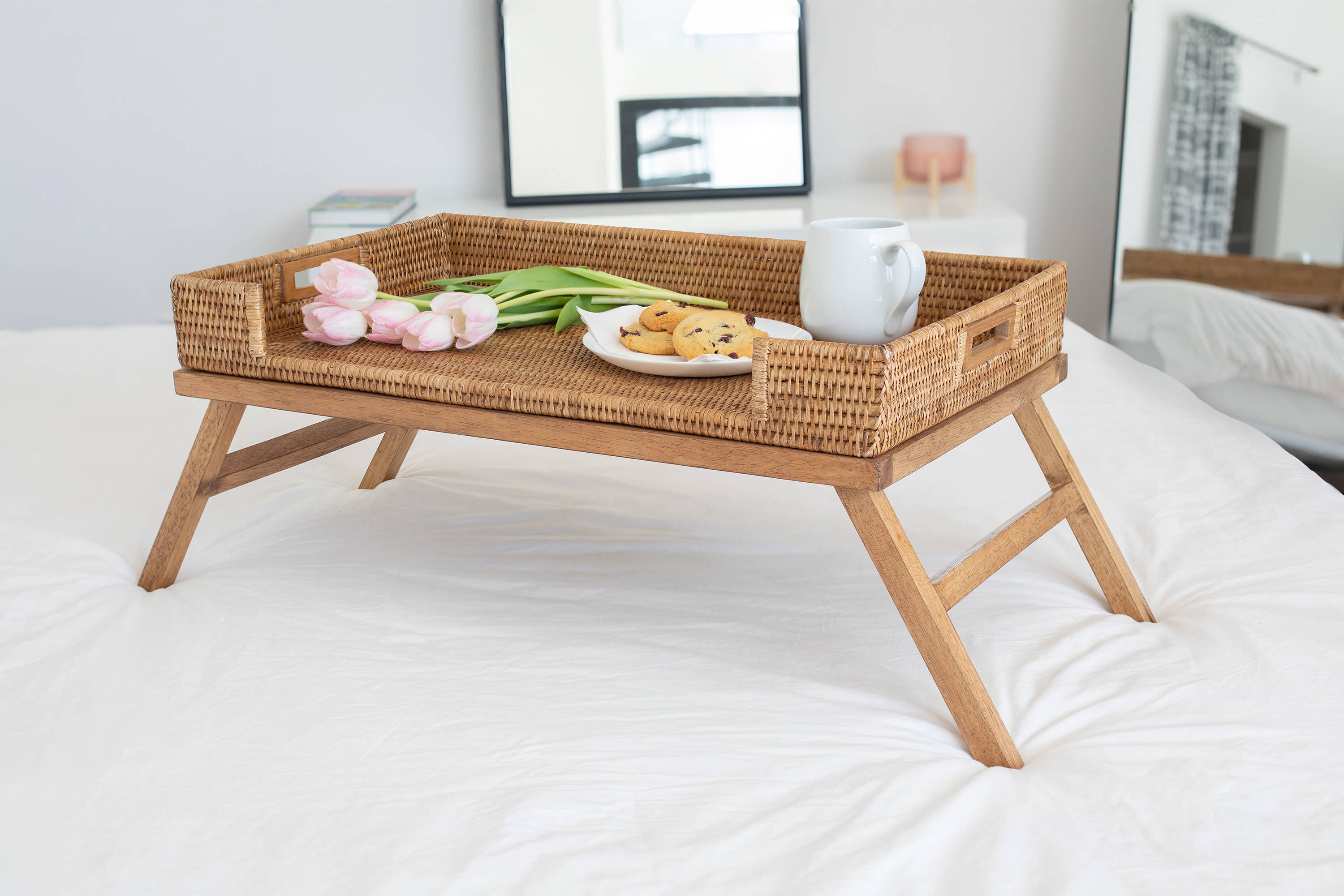 Artifacts Trading Company - Wholesale Serving Tray - Rattan Breakfast Tray Table – Folding Serving Tray7