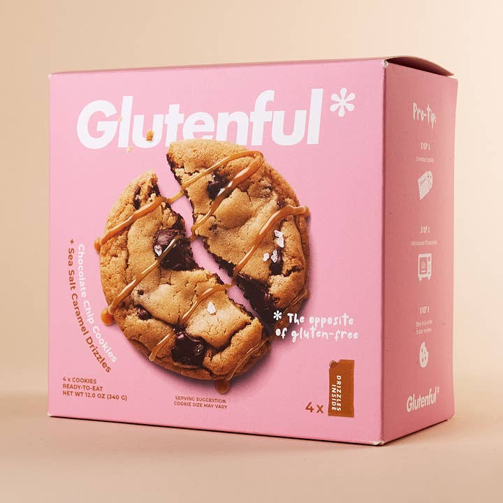 Glutenful - Wholesale Cookie - 4-Pack Chocolate Chip Cookies with Drizzle Packets0