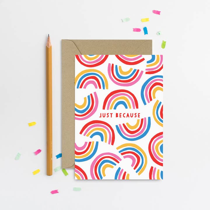 Just Because Rainbow card for wholesale by Mifkins