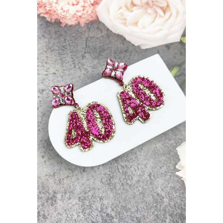 JHP Collection - Wholesale Dangle Earrings - 40TH BIRTHDAY GLITTER DROP POST EARRING4