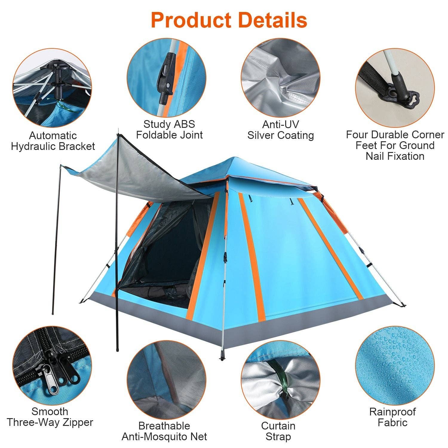 Hard Rock Health Stores - Wholesale Tent - 4-5 Person Camping Tent Outdoor Foldable Waterproof Tent with 2 Mosquito Nets Windows Carrying Bag for Hiking Climbing Adventure Fishing11
