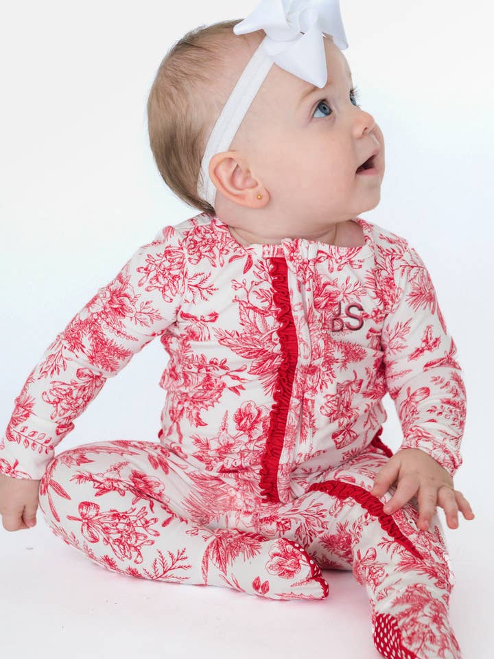 SoftSnooze™ Baby Girls Cotton Modal Red Jingle Toile the Way Footed Ruffle One Piece Pajama
for wholesale on Faire3