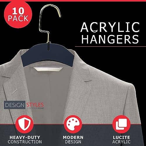 DesignStyles Home – wholesale Galgar – Simply Brilliant Pack med 10 svarta akryl klädhängare med guldkrok1