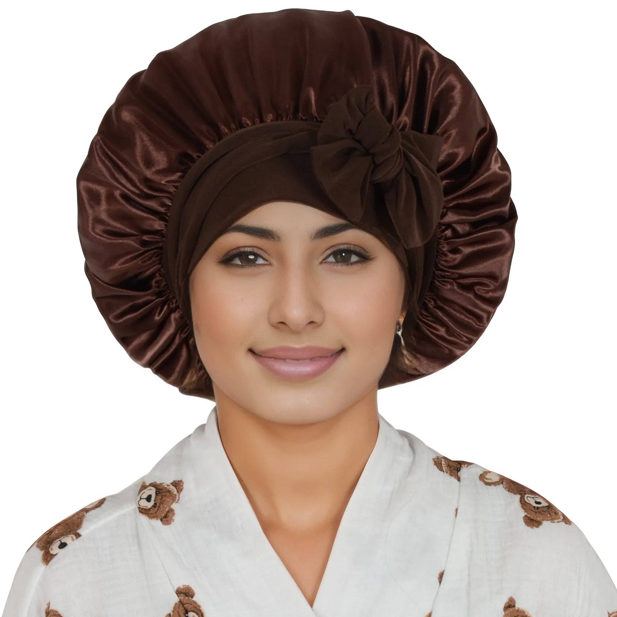 AK Brand - Vente Bonnet de nuit – femme - Bonnet en soie doublé satin avec long ruban à nouer11