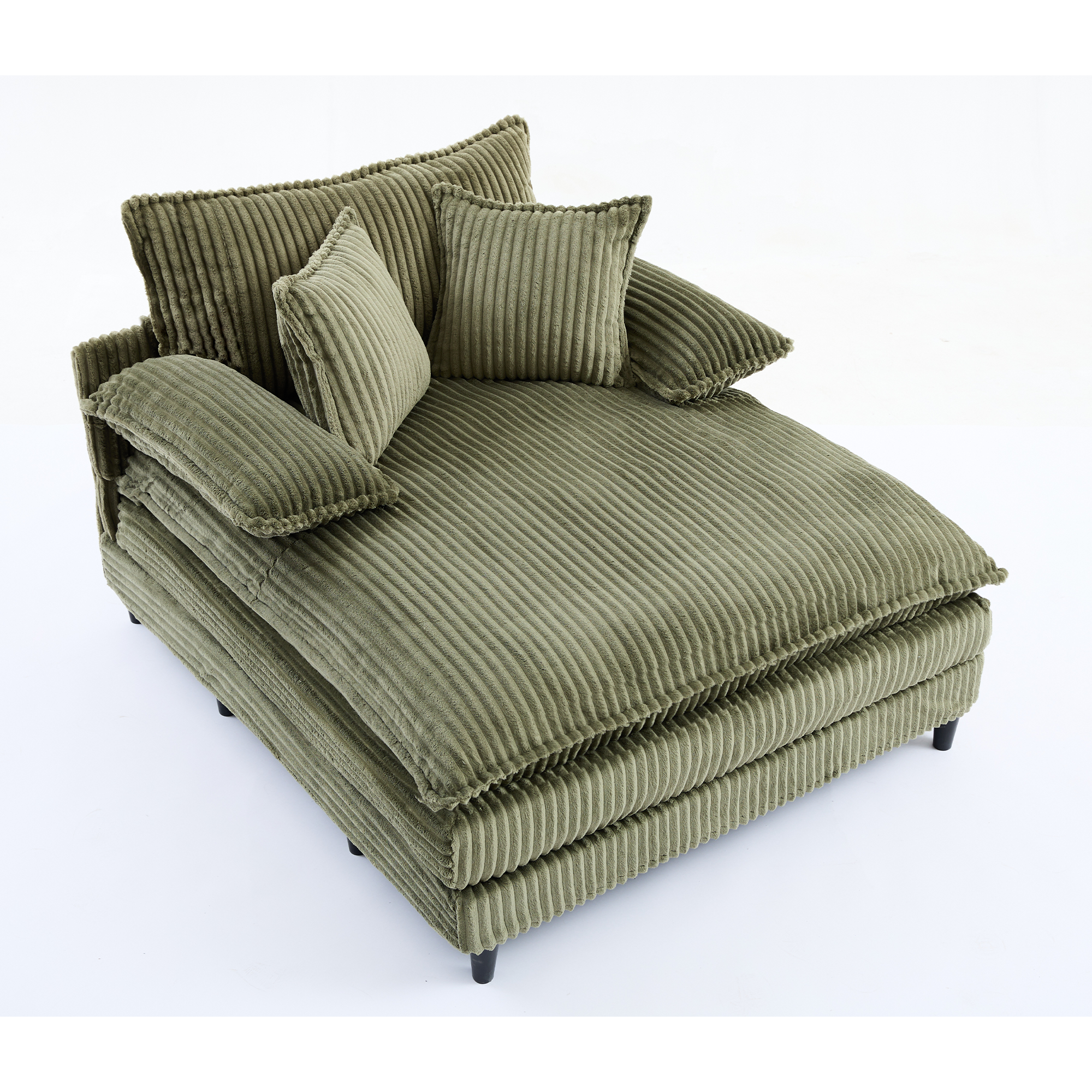 39F Inc. - Wholesale Sofa - NEW 54.75" Green Corduroy Chaise Lounge - 4 Gears, 2 Pillows24