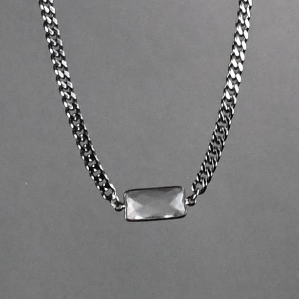 KBD Studio - Wholesale Pendant/Charm Necklace - Sleek Stone Collar Gunmetal Necklace
