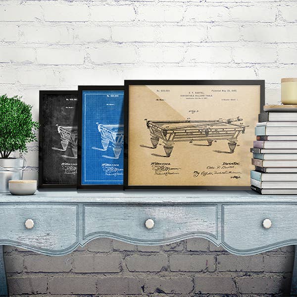 Billiard Table 1900 Patent Art Print - Billiard for wholesale by Fresh Prints of CT