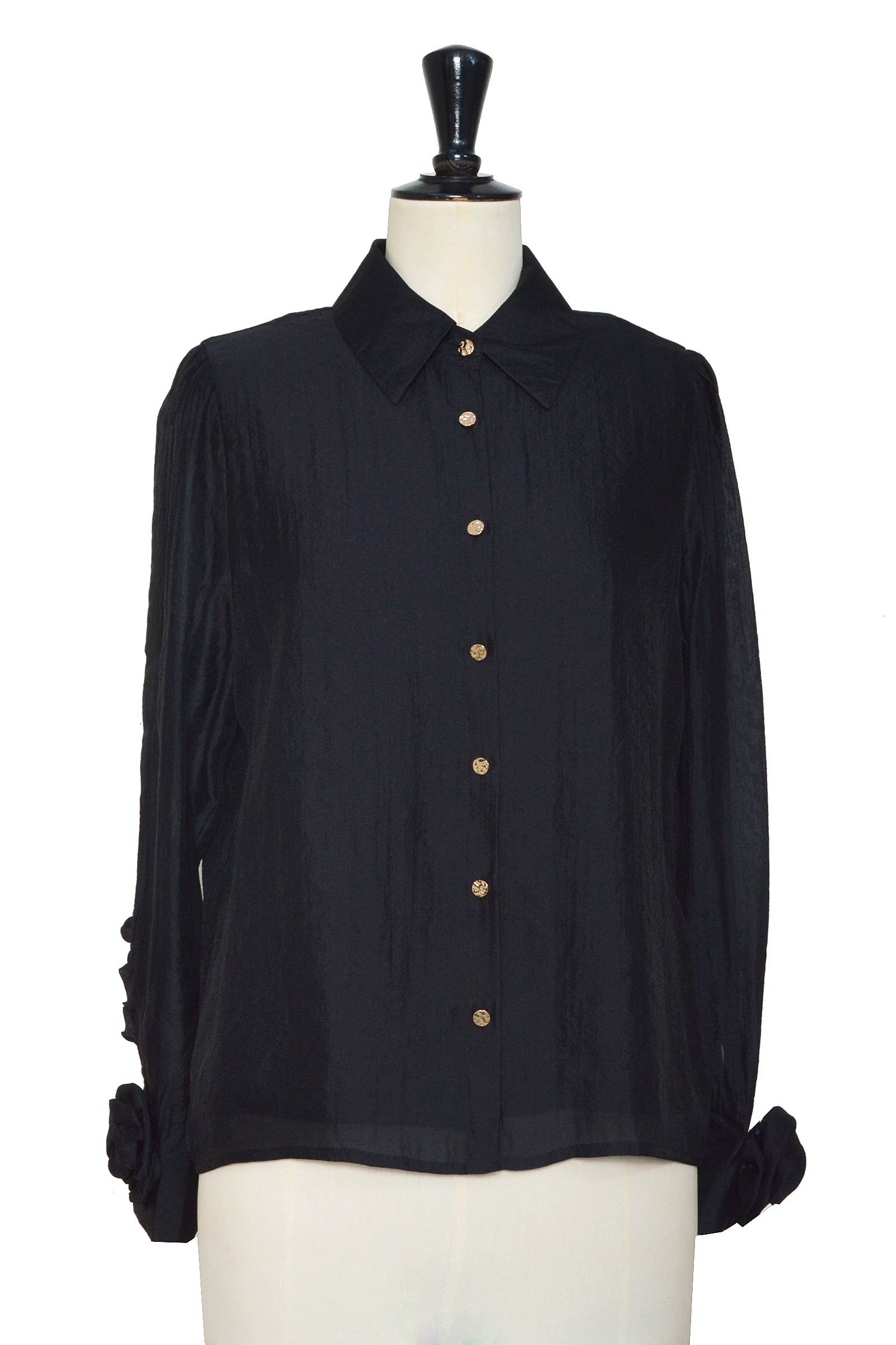 ELLI WHITE - Wholesale Button Down Shirt - Women's - Long-sleeved blouse with floral cuffs8