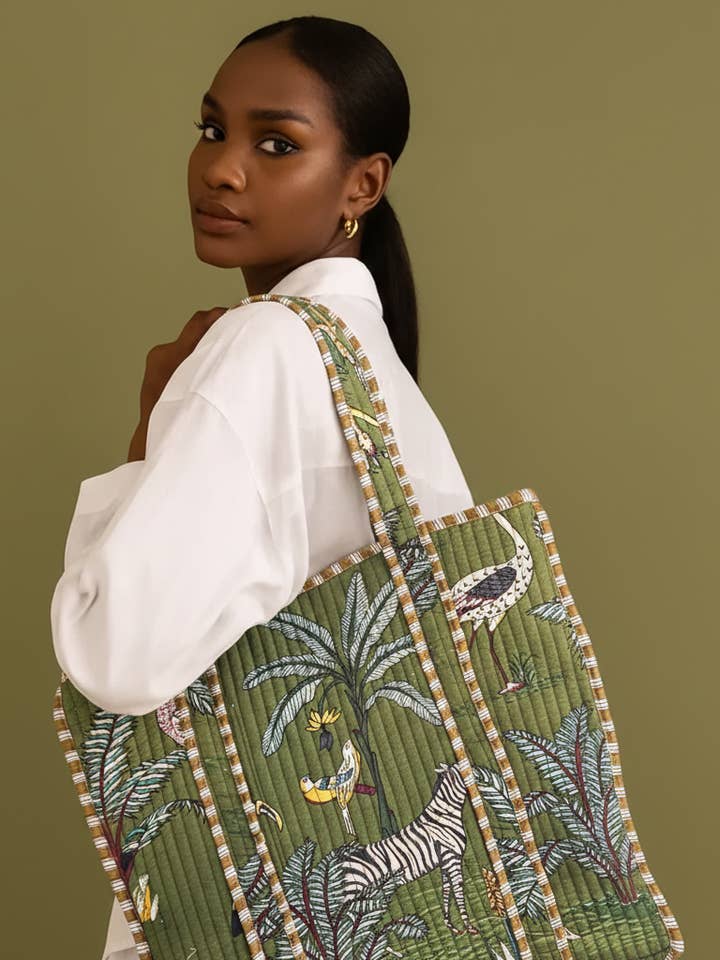 Green Jungle Tote Bag for wholesale by House of Amaya