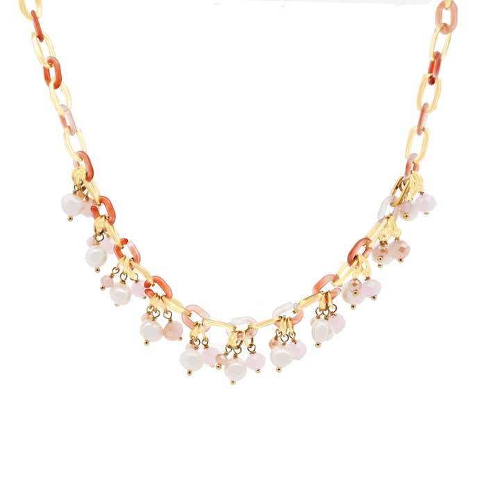 AMORINO SRL - Venta al por mayor Collares de cuentas/perlas - COLLAR DE CADENA ENROLLADA CON CRISTALES Y ABALORIOS - NK21124156E90
