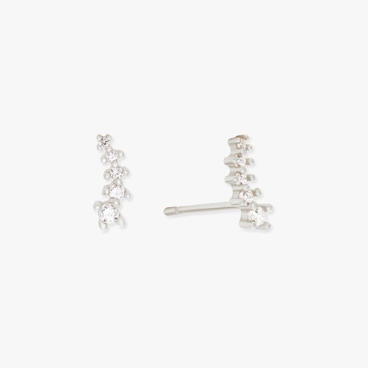 Crystal Climber Stud Earrings In Silver for wholesale by LEA Jewels